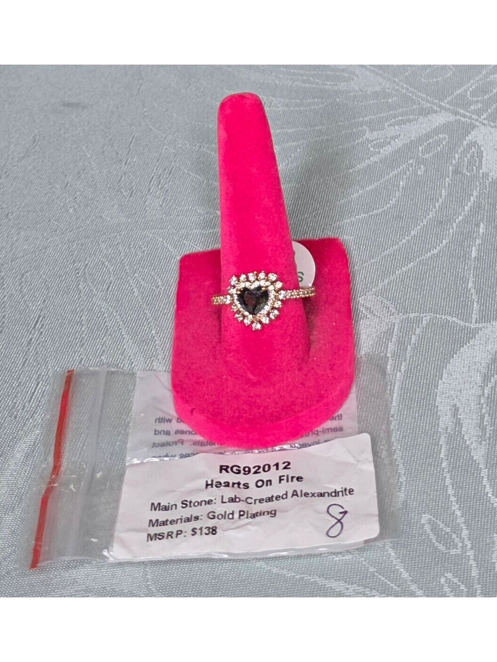 Hearts On Fire RG92012 Lab-Created Alexandrite Heart Ring Sz8